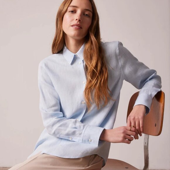 New Ted Baker Blue linen Button Down Top shirt - Picture 1 of 10